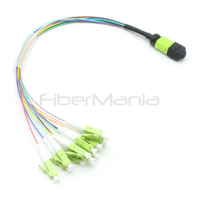 MPO Male to LC 0.9mm Fiber Cable Patchcord with Hytrel Jacket and 0.3M Length for Data Centers