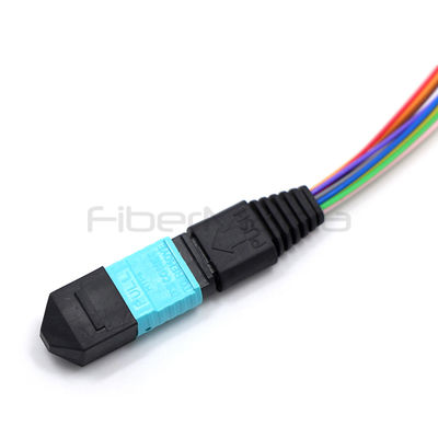 MPO Patch Cord MTP to LC Cable with 12 Core Ribbon Fiber 0.9mm Cable and 12 Color Fanout