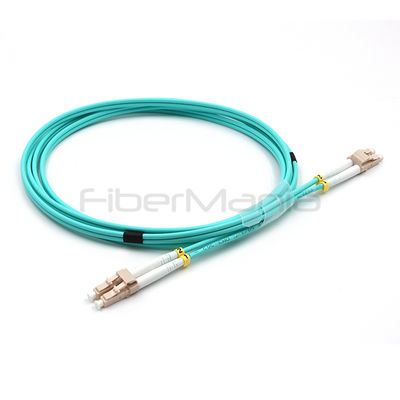 LC UPC Duplex OM3 LSZH Aqua Jacket Armored Optical Fiber Patch Cord